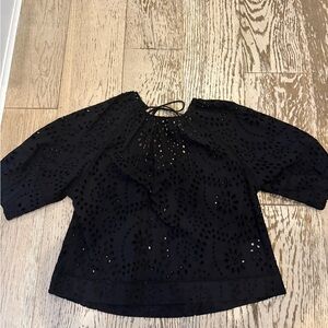 Elegant Black Eyelet Women's Top from Zara